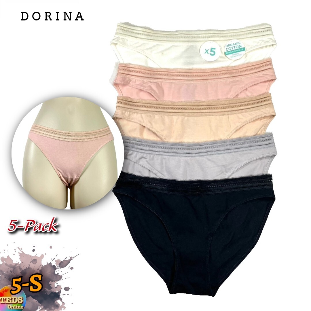 NWT Dorina Women’s S Giana 5 Piece Hipster Panty Set Ivory/Beige/Pink/Grey/Black
