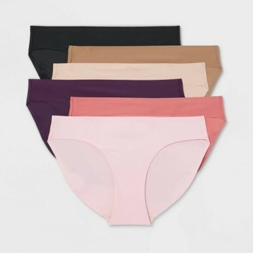 Women’s 6pk Bikini Underwear – Auden™ Assorted Color XL: Solid Knit Mid Rise