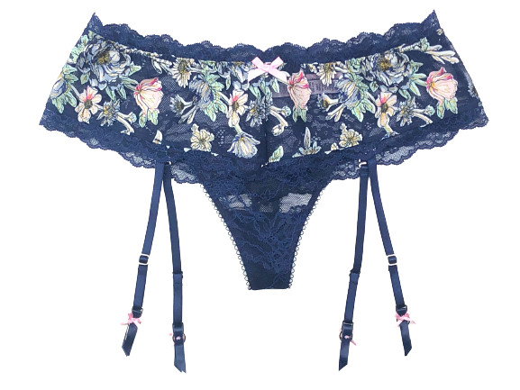 VICTORIAS SECRET DREAM ANGELS EMBROIDERED WIDE SIDE THONG W/ GARTERS XS S M L XL