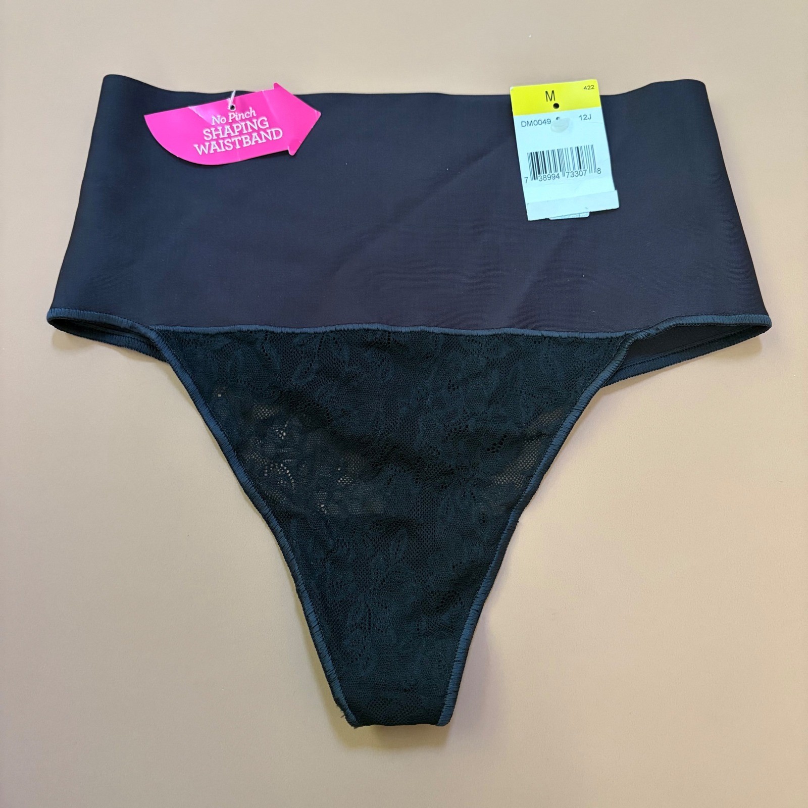Maidenform Womens Black Shaping Thong High Waist Floral Lace DM0049 Medium NEW