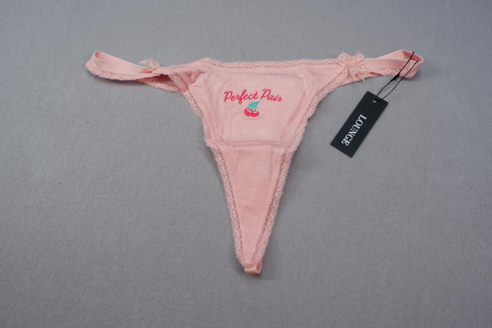 Lounge Pink ‘Perfect Pair’ Embroidered Thong Medium