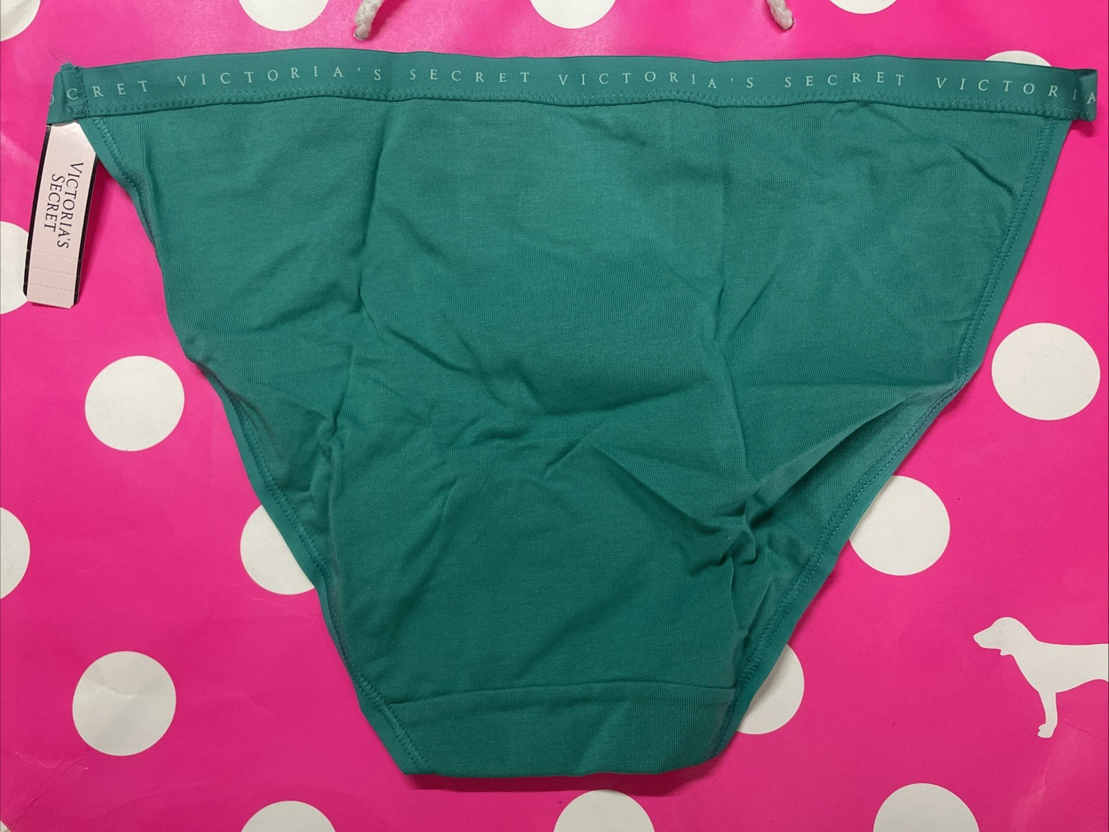 NEW 2021 Victoria’s Secret Signature Cotton String Bikini Panties L Solid Teal