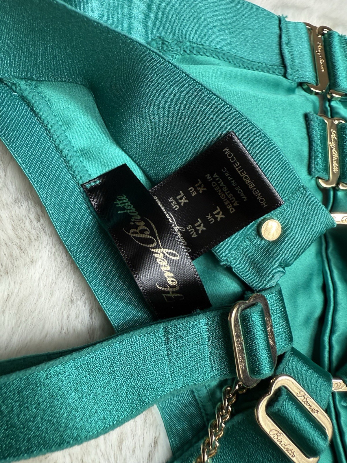 Honey Birdette Kukuro Jade Brief Harness XL NWT