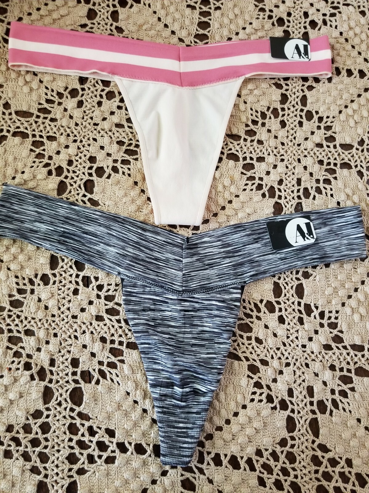 A and I Thong Panties 2 Pair Black/Pink Size 8/XL~ NWT ~ $24.00 MSRP