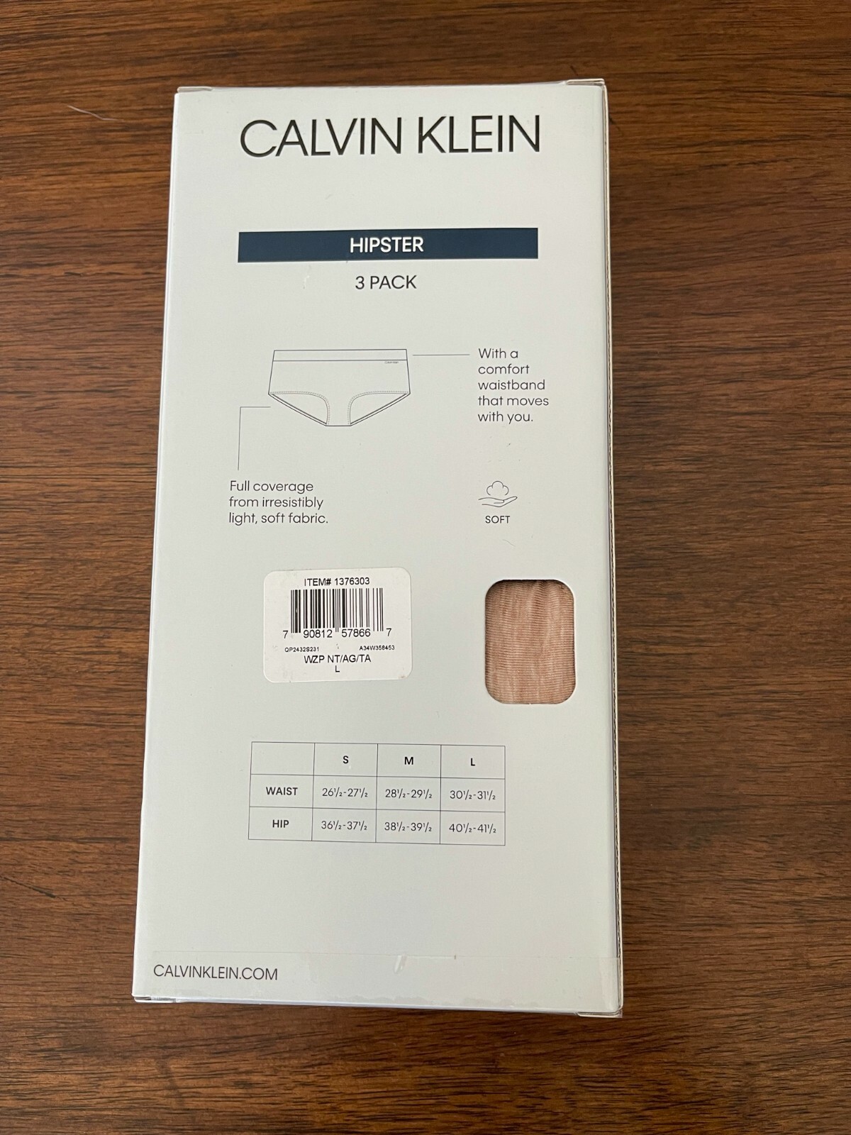 BNIP Calvin Klein 3pk Women’s Hipster Panties, Polyester/Lyocell/Elastane