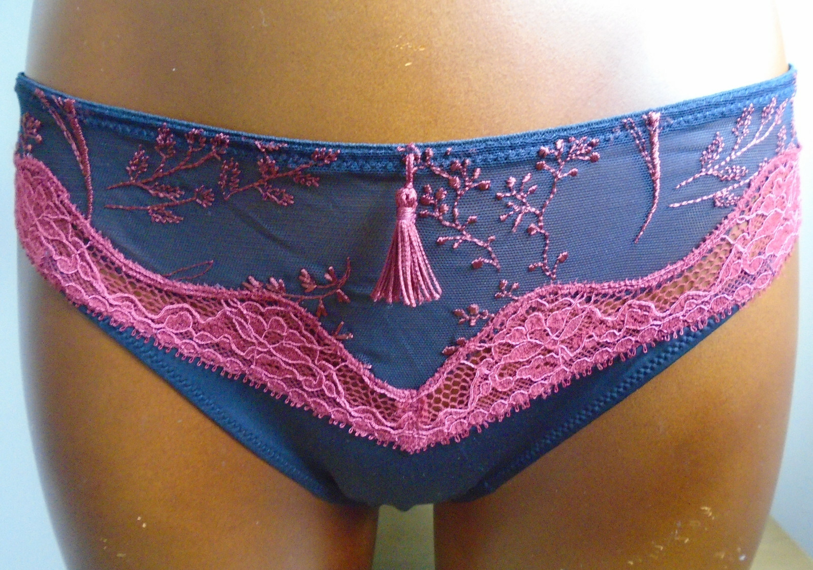 Marie Jo Lily Briefs Size M EU 40 Navy Blue & Burgundy Nachtblau 050230 BNWT