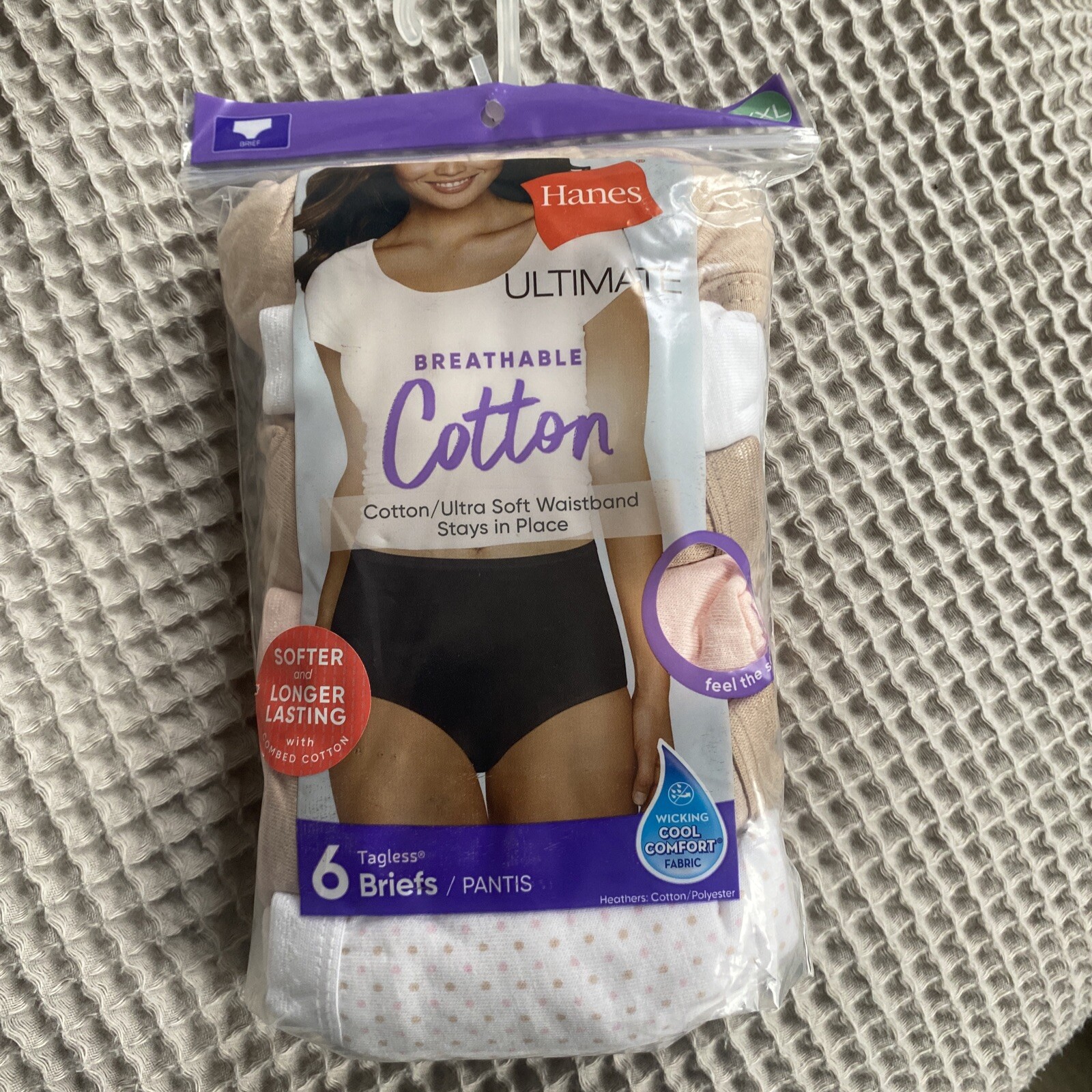 Hanes Ultimate Breathable Cotton Briefs Women’s 6 Pack Briefs Size 8/XL