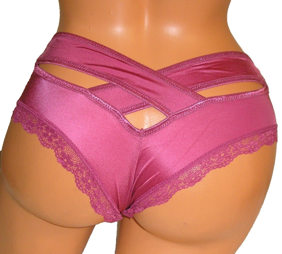 Panties Lingerie Criss Cross Back Burgundy Hipster Large Adult Gift