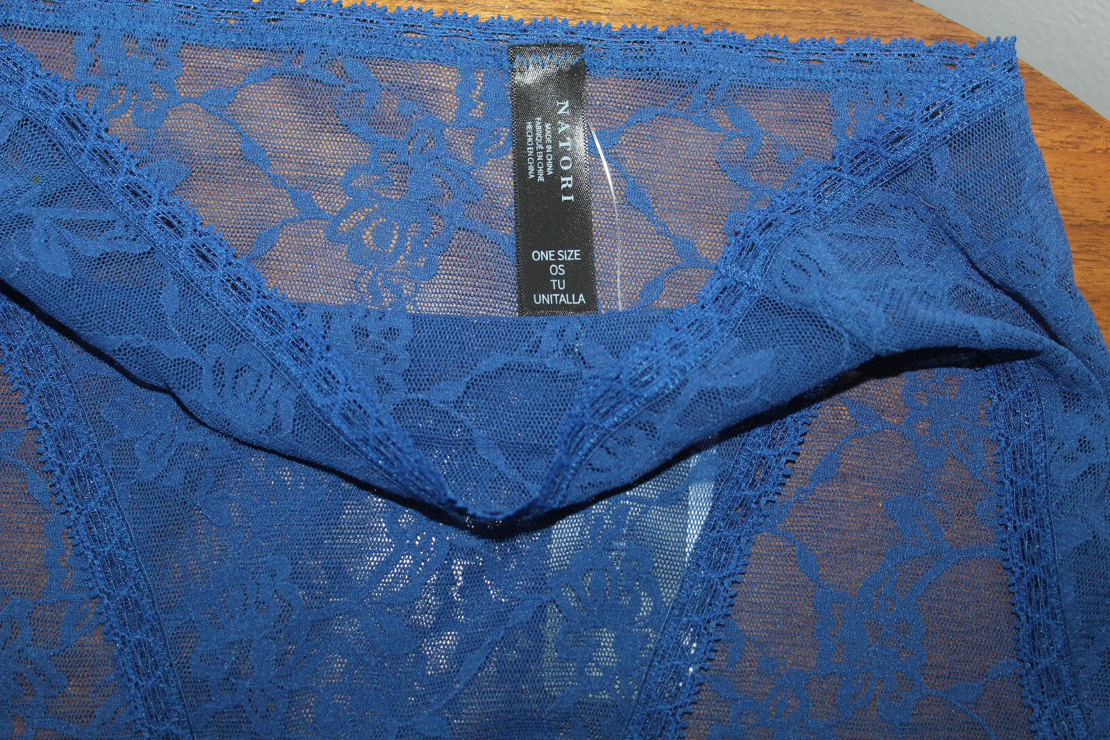 NATORI BLISS ALLURE FRENCH CUT BRIEF EMBROIDERED FLORAL LACE INDIGO BLUE ONE SIZ