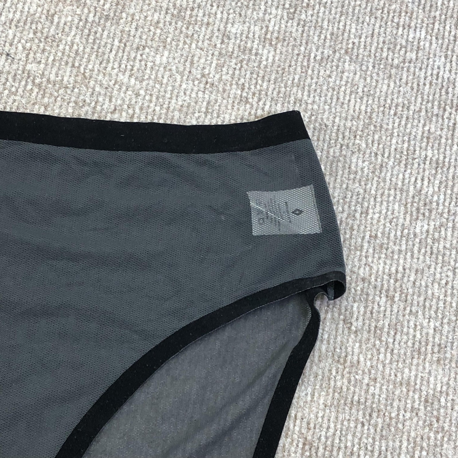 EBY Underwear Womens L Gray Mesh High Waist Brief Panties Sheer Stretch
