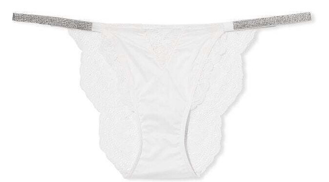 Victoria’s Secret VS Rhinestone Shine Strap Lace Cheeky Panty White M L XXL NEW