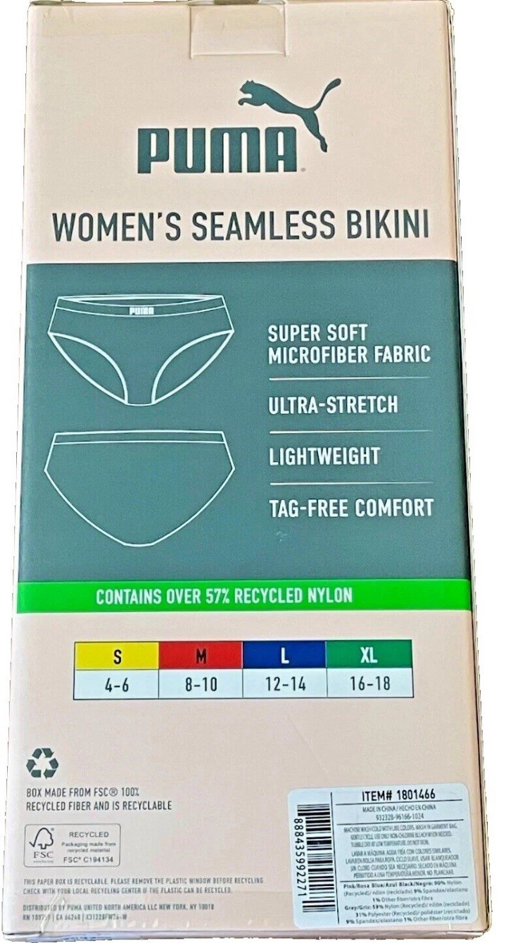 4-Pack PUMA Ladies’ Seamless Bikini Size XL