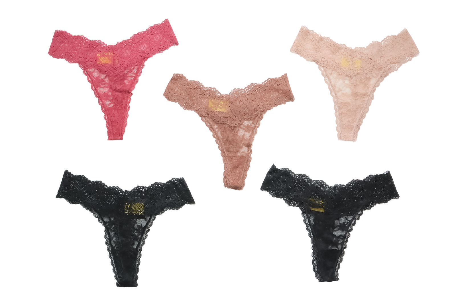 Large 5-Pack Women’s Lace Thong Panties Black, Red, Beige & Brown
