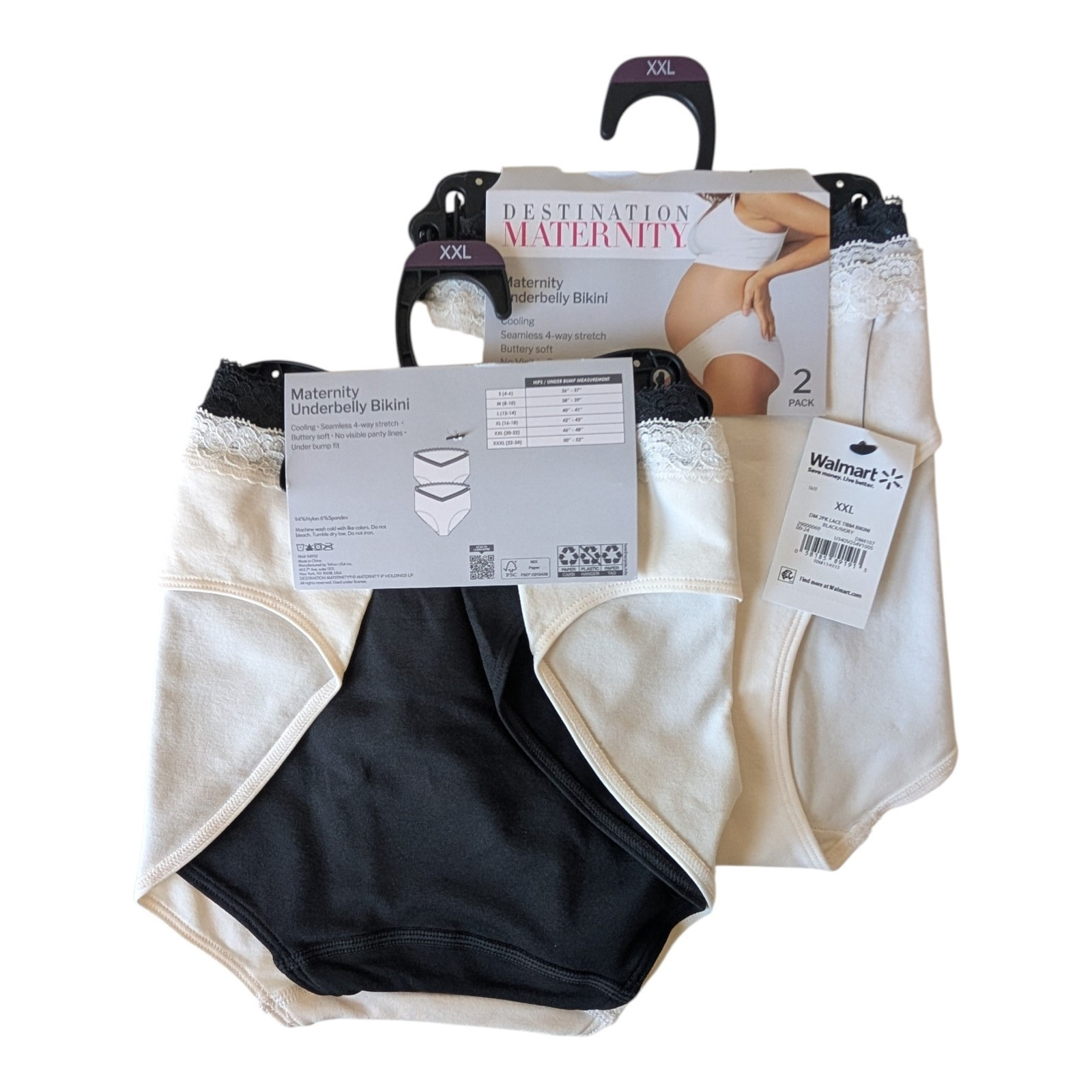 2 Pks Destination Maternity Panty Size XXL Cooling Seamless Under Belly Bikini