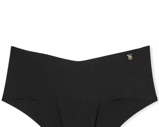 XXL NOIR Black GOLD VS LOGO Victorias Secret Smooth Edge No Show Cheeky Pantie
