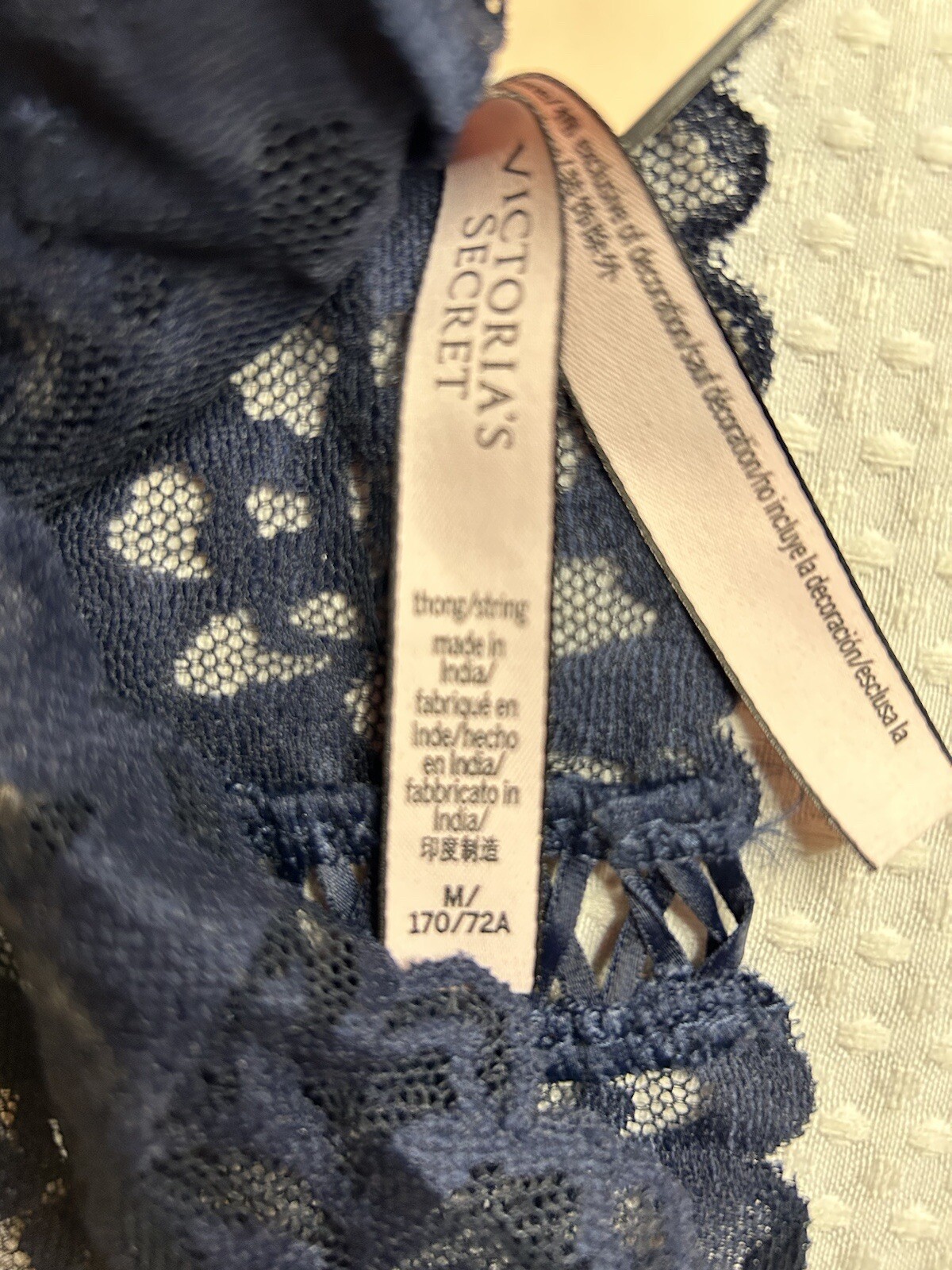 Victoria’s Secret – NEW – Navy Blue Lace Thong Panties – NWT – Size Medium M