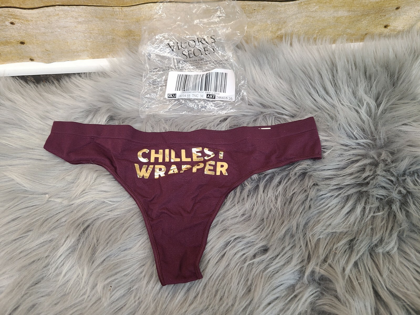 Victoria’s Secret Seamless Chillest Wrapper Thong Panty S New Burgandy