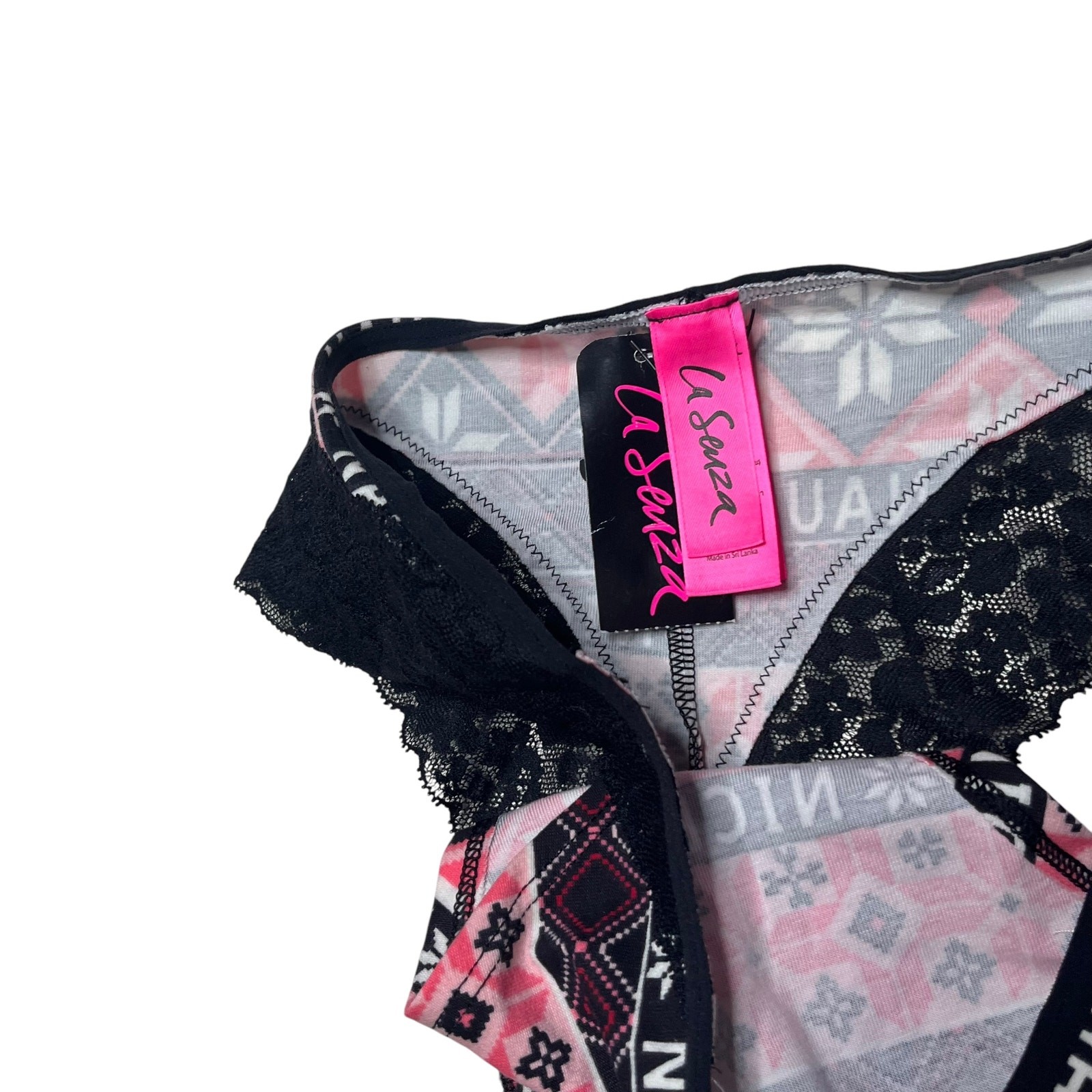 La Senza Naughty Nice Fair Isle Cheeky Lace Trim Holiday Panty Size Medium