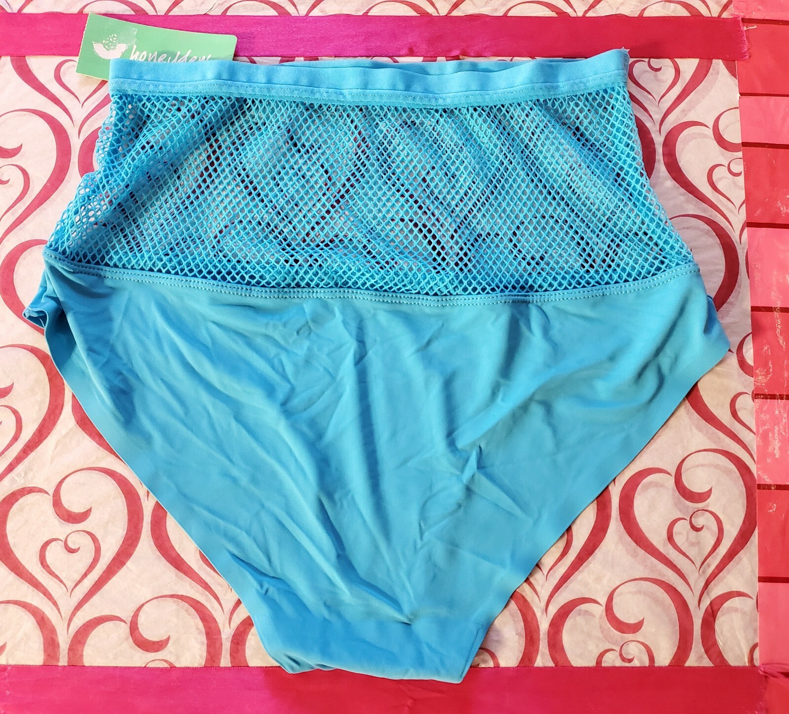 S Sexy Honeydew Intimates Fishnet High Waisted Hipster Panty Sea Breezer Blue