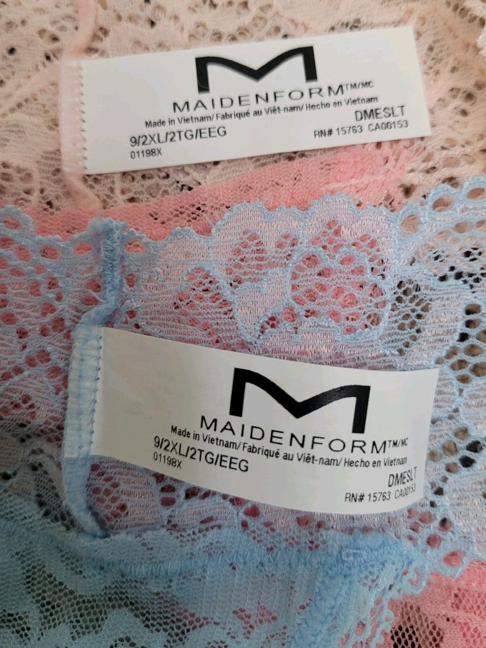 MAIDENFORM Sexy Floral Lace Thongs DMESLT~ SZ 9 / 2XL Coral/ Blue $24.00