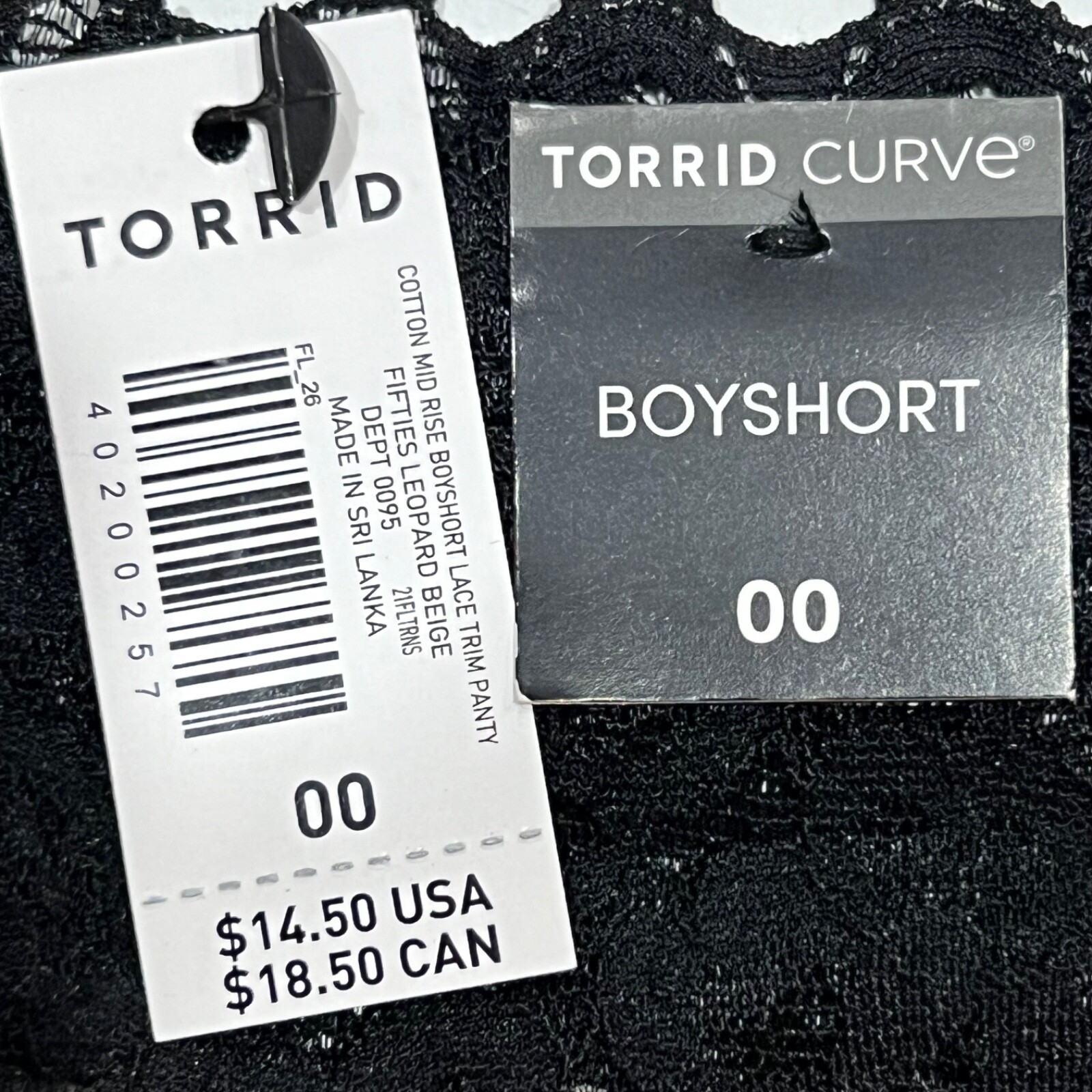 NWT TORRID Boyshort Pantie Sz 00X-4X Black Brown Jersey Lace Animal Print