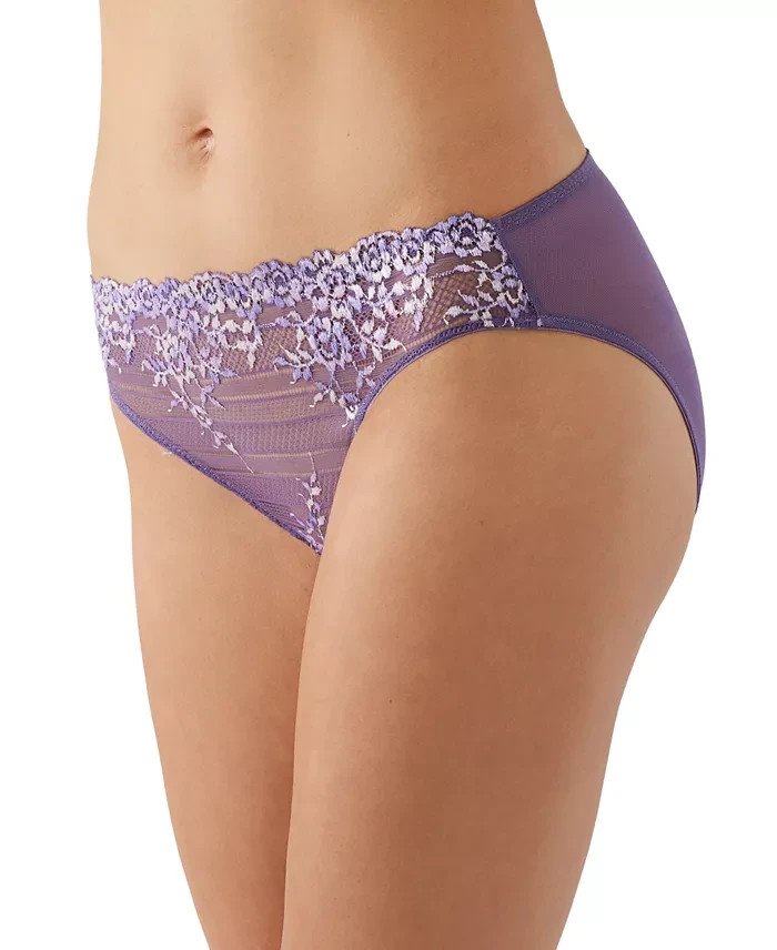 WACOAL 64391 GRAPE COMPOTE EMBRACE LACE SEMI SHEER BIKINI PANTIES LARGE