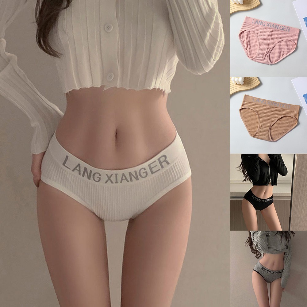 Ladies Seamless Mid-Waist Underwear Polyester Stretch Comfort Summer Beach Wear