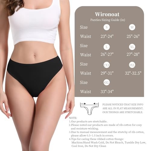 High Waist Cotton Thongs Women Cotton Rib Large Bright 6 Pcs-cotton Rib