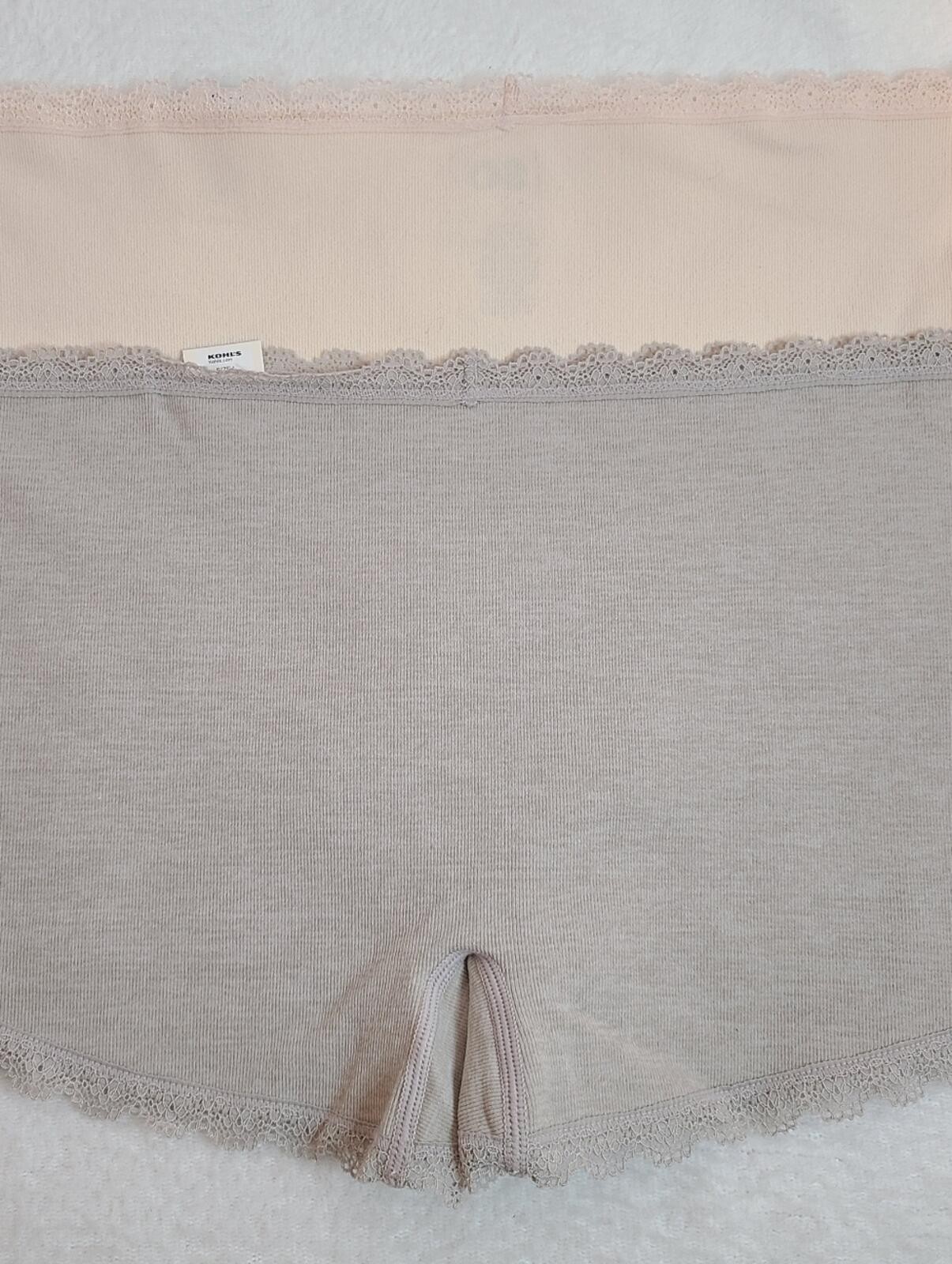 Kohls SO 2pk Seamless Ribbed Nylon Lace Trim Boyshort Panties Size Lg