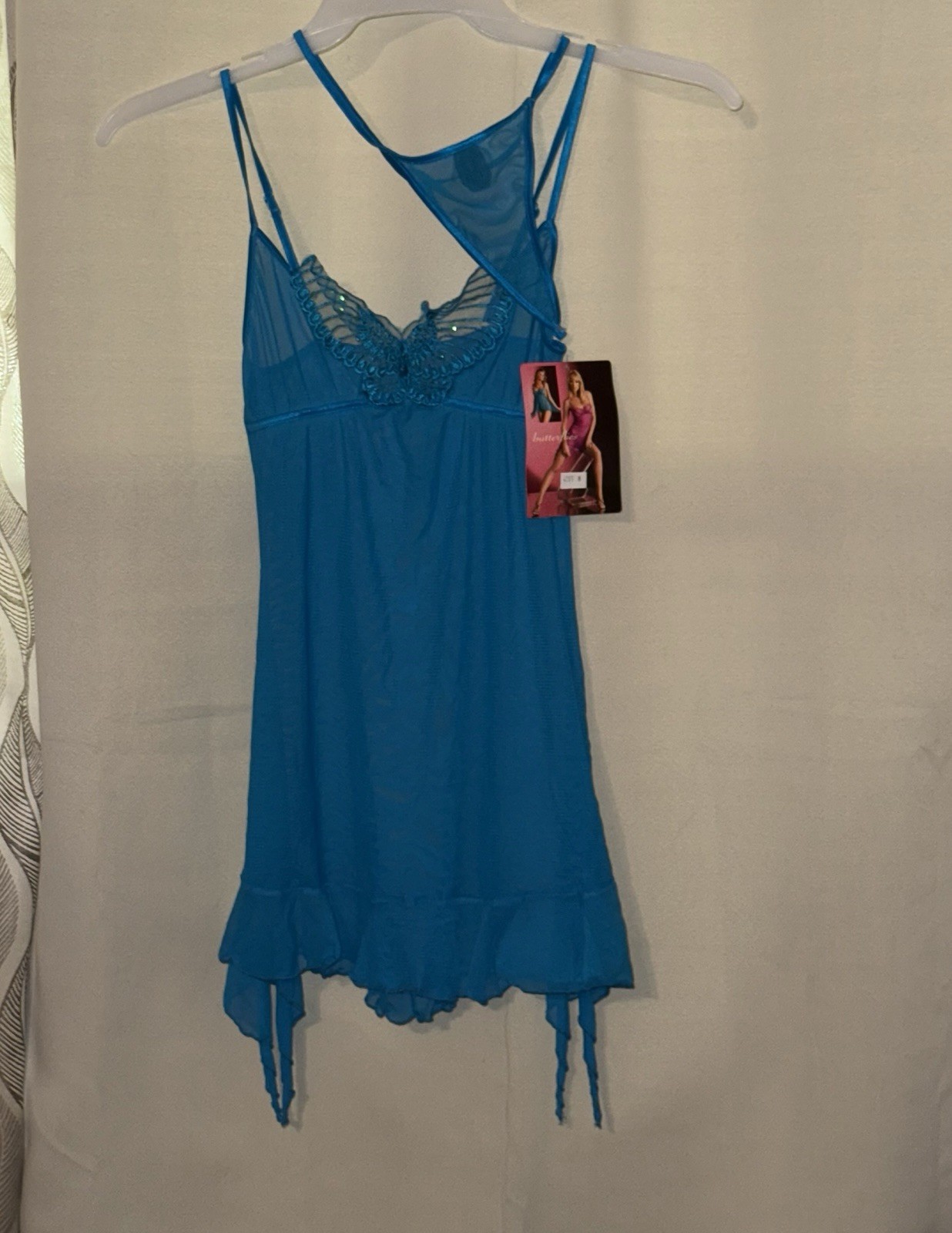 🎄 Women’s Extreme Fantasy Lingerie New With Tag Butterflies Medium 4097 Blue
