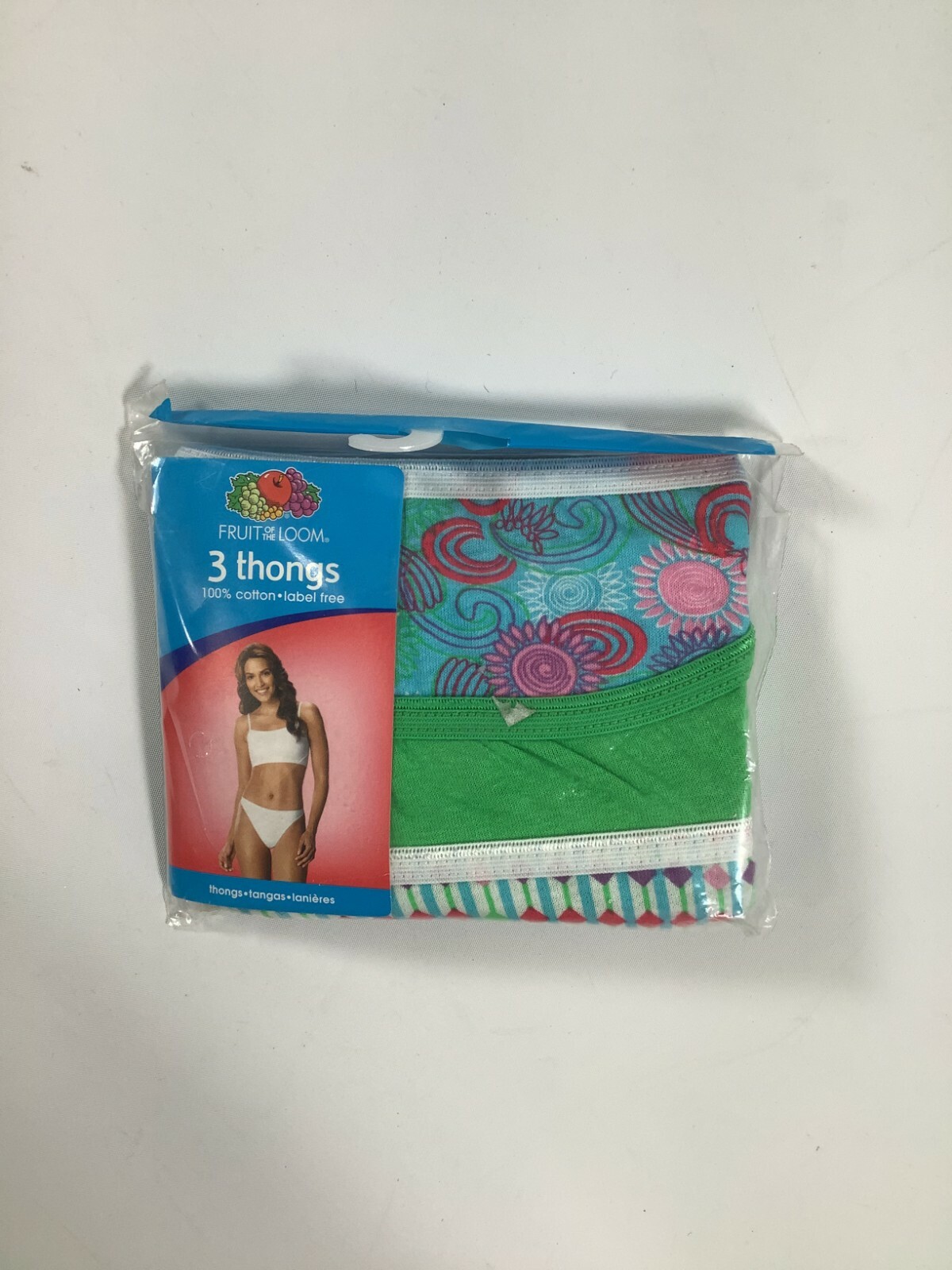 Women’s Fruit Of The Loom Multicolor Thongs 3 pack NEW!