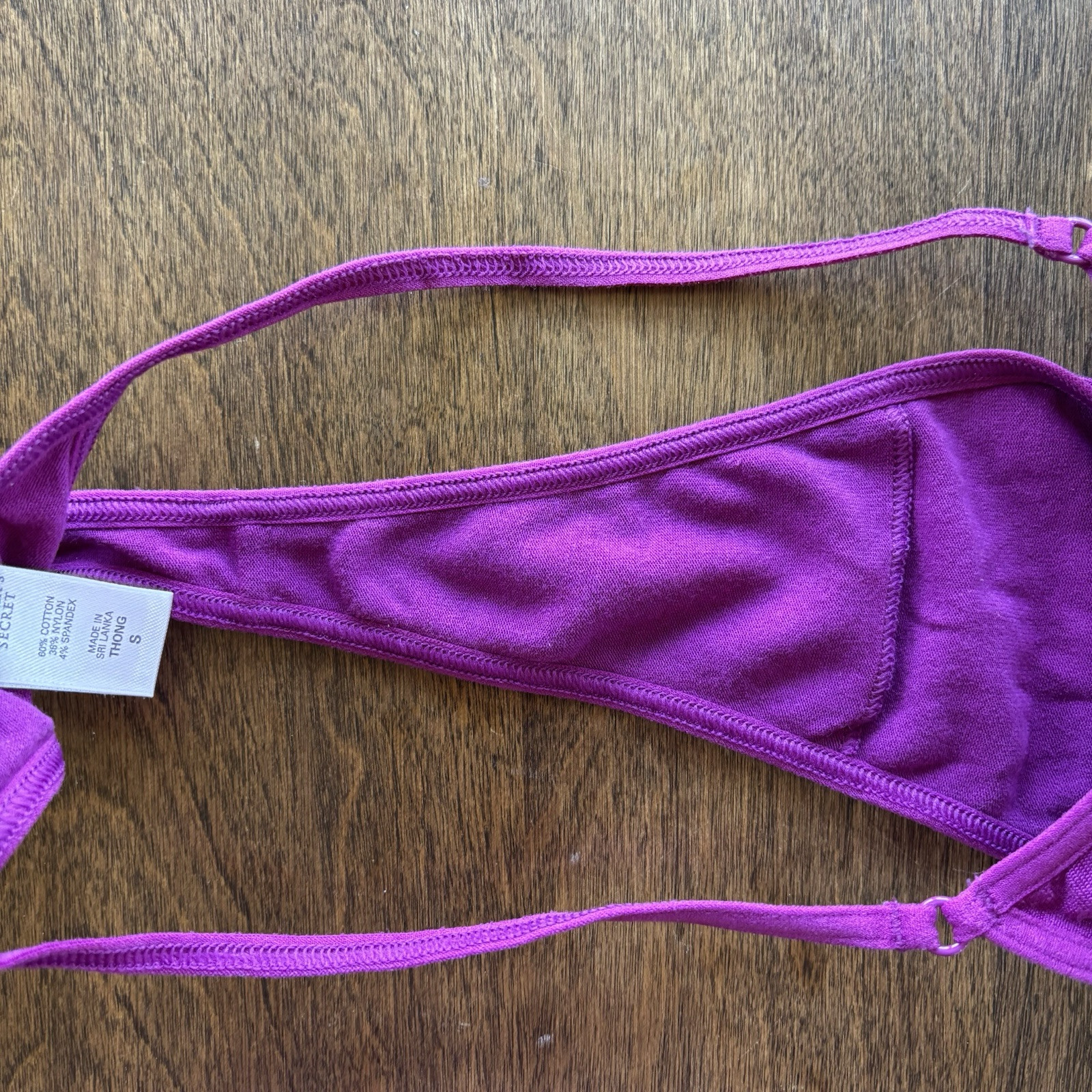 Vtg 2001 Victoria’s Secret Metallic Shine Cotton/Nylon Thong Panty Small Purple