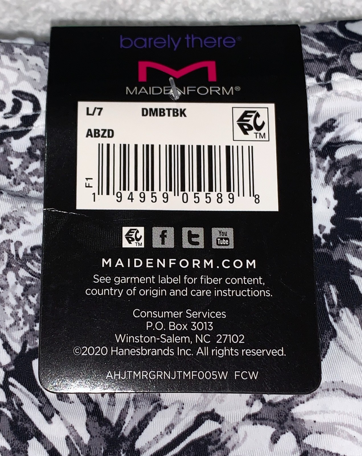 MAIDENFORM Barely There White Black Floral Invisible Bikini Panty Womens Sz L 7