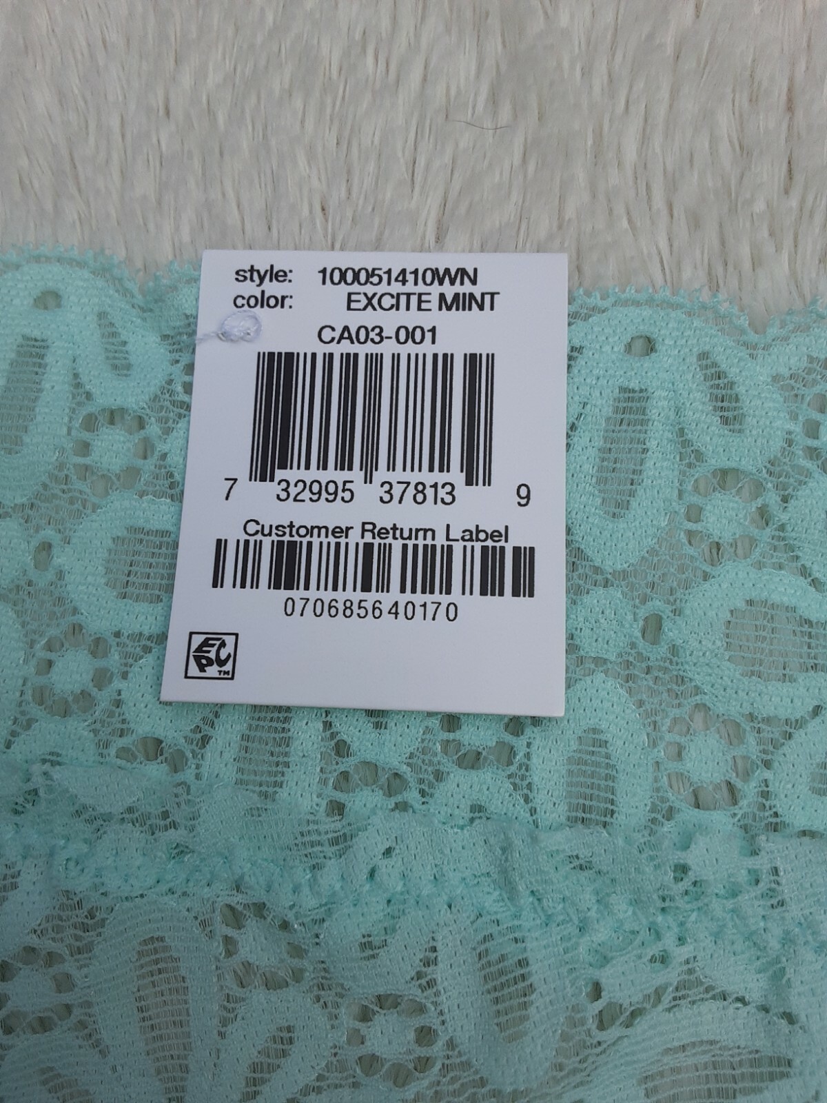 • NWT Jenni Womens Lace Thong Underwear Panty One Size Plus, Fits 1X 2X 3X Green