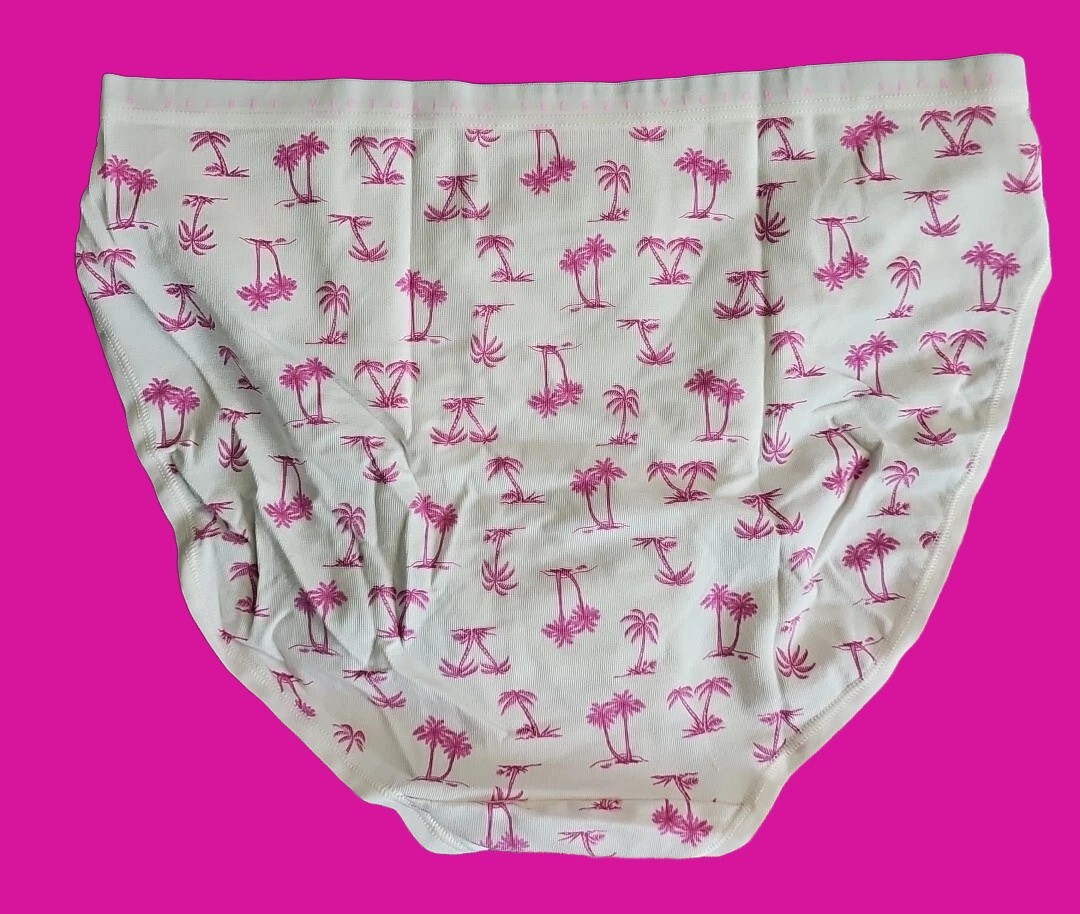 S M L XL XXL Pink Palm Tree Cotton Victorias Secret HighLeg Waist Brief Pantie