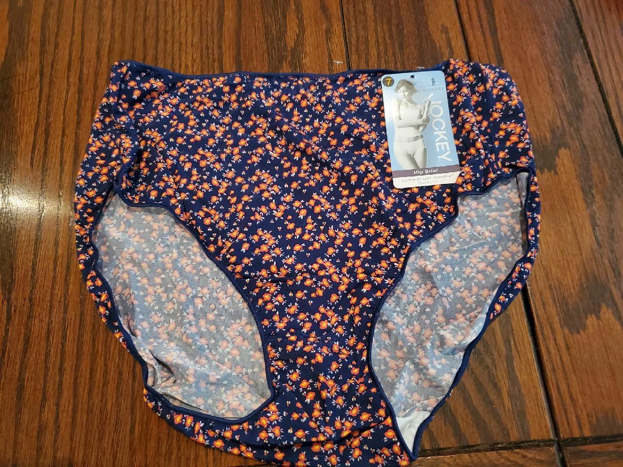 NWT JOCKEY No Panty Line TACTEL NYLON HIP BRIEF PANTIES 1372 814 floral sz 7 / L