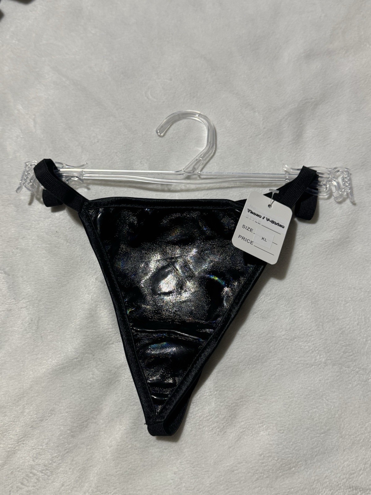 New Women’s Black Faux Leather G-String Thong – Shiny Patent Lingerie XS 4XL 6XL