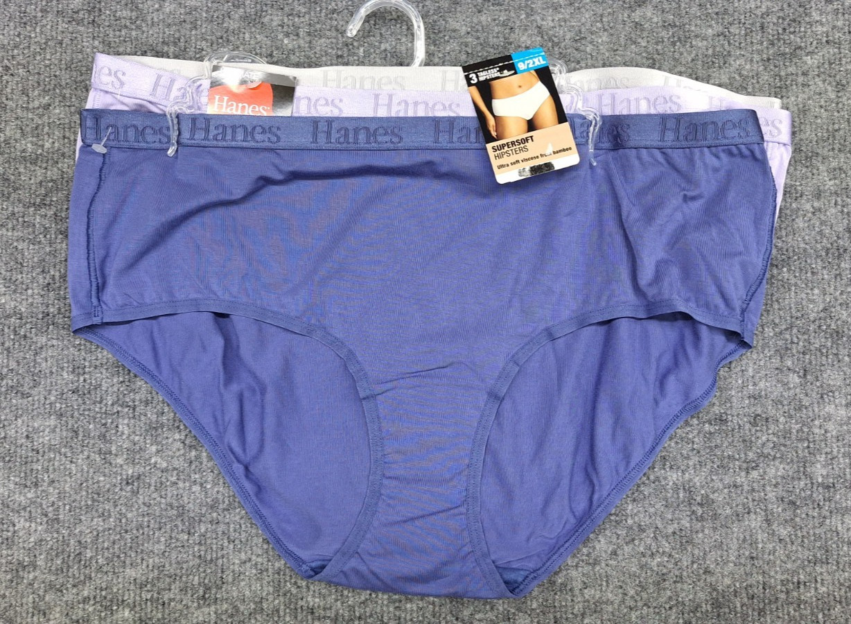 HANES Originals Women’s Size 9 2XL 3-Pair Hipster Underwear Soft Bamboo Viscose