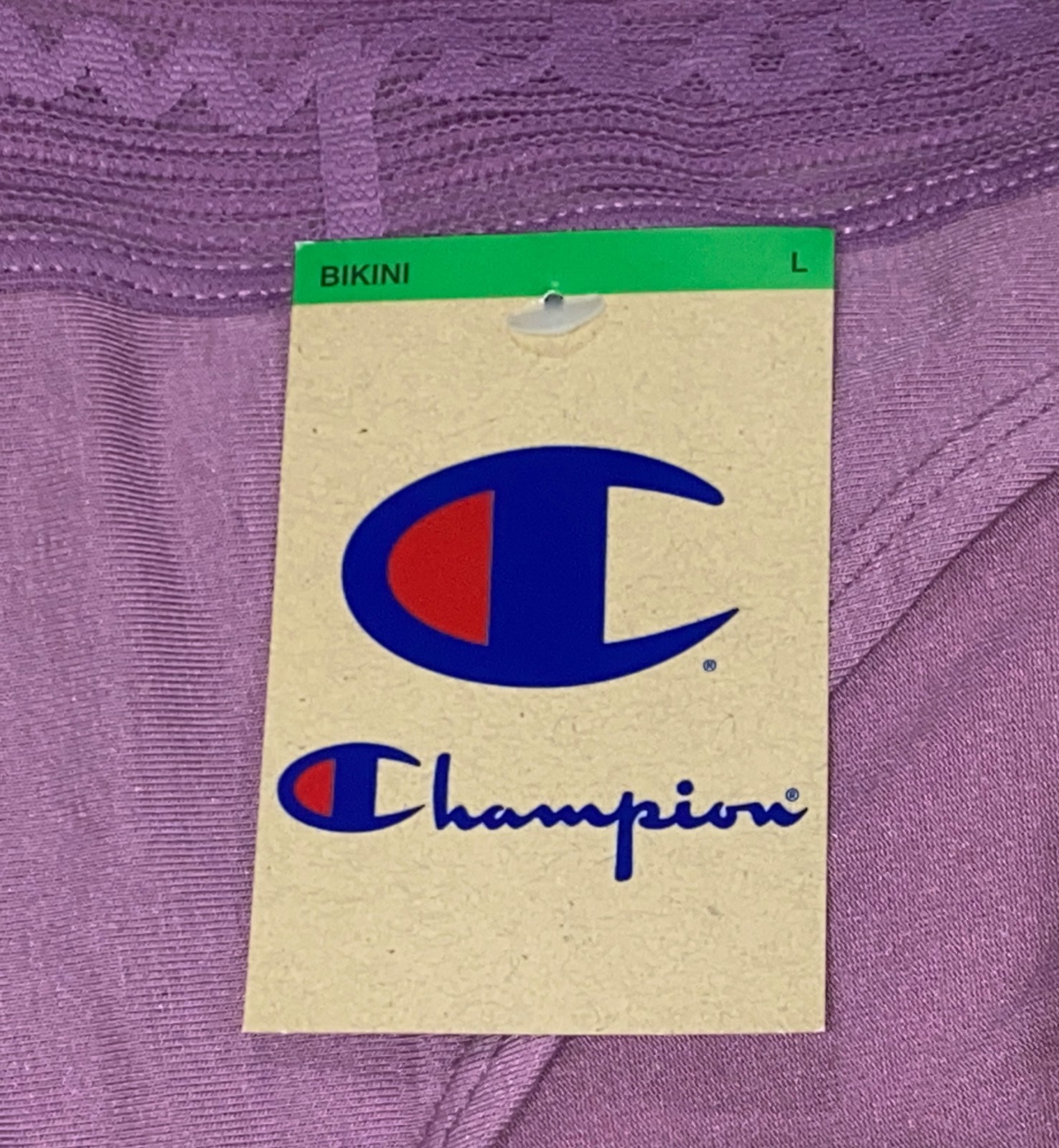 CHAMPION Wide Lace Logo Waistband Lavender Bikini Panty Womens S 5 L 7 CL42TL