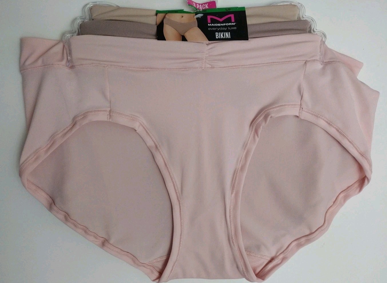 Women’s Maidenform 3-Pack Everyday Luxe Bikinis DM3TBK Color: L/7 ASSORTED COLOR
