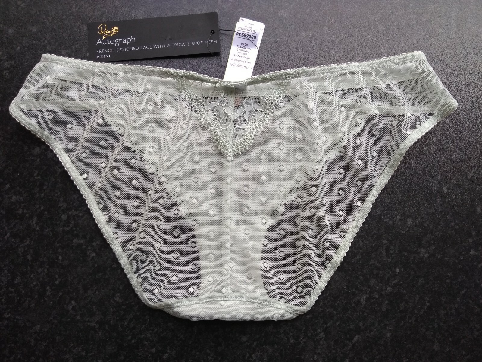 M&S 3 Pairs Bikini Knickers (1 Autograph) Size 6 Lace Sexy Sheer Briefs Pants