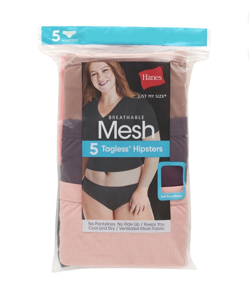 5-Pack HANES Just My Size Women’s 13/5X Hipsters Mesh Tagless Underwear JMS