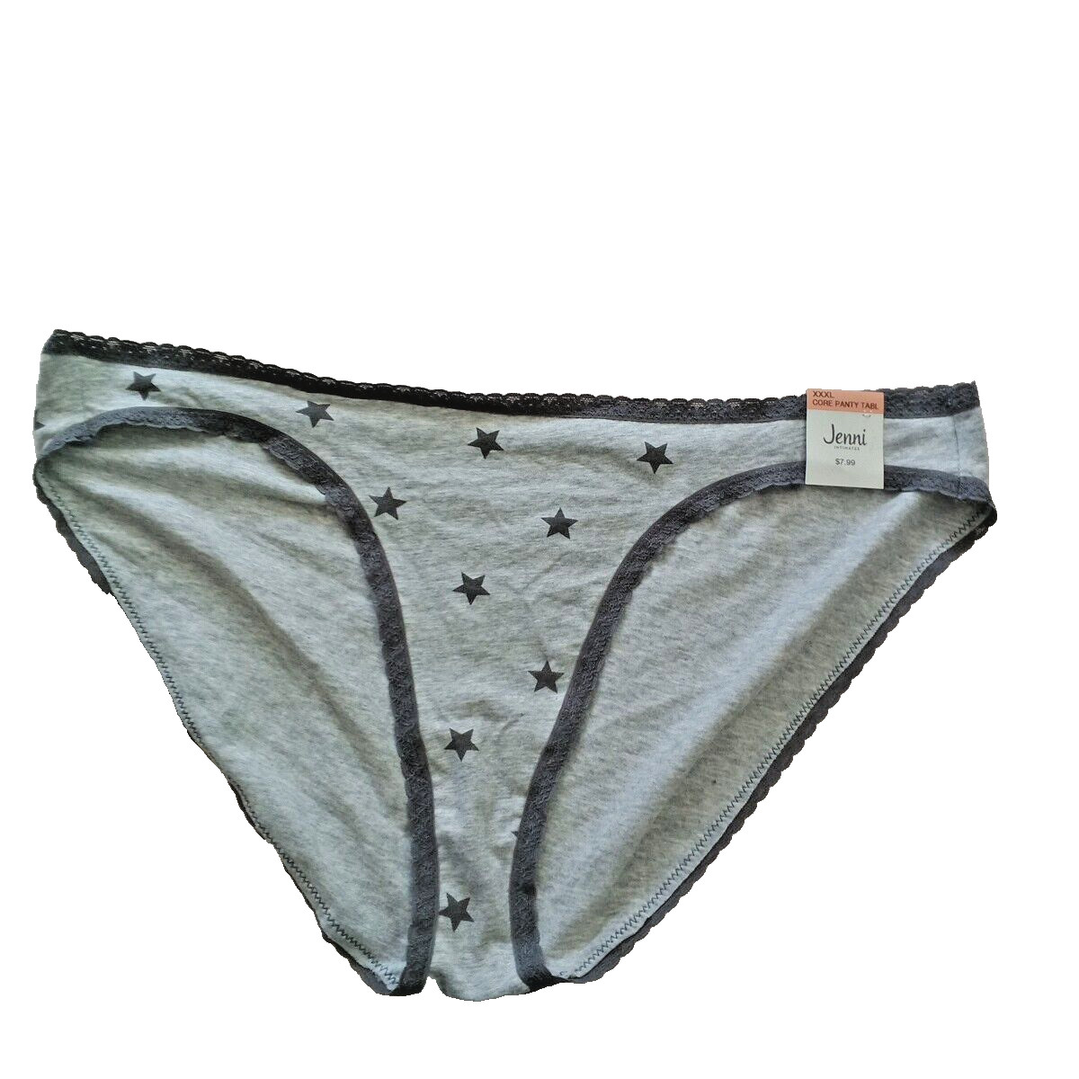 NWT JENNI Brief Size 3XL Gray w/ Star Print Cotton Spandex Blend