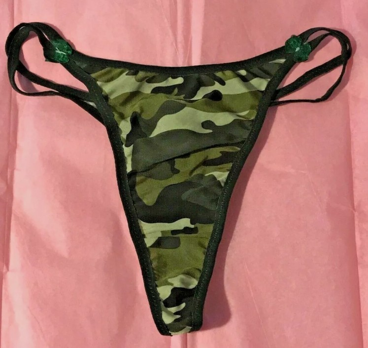 Women’s Camo Thong Bikini Set 2pc Strappy Stretch One Size M L XL