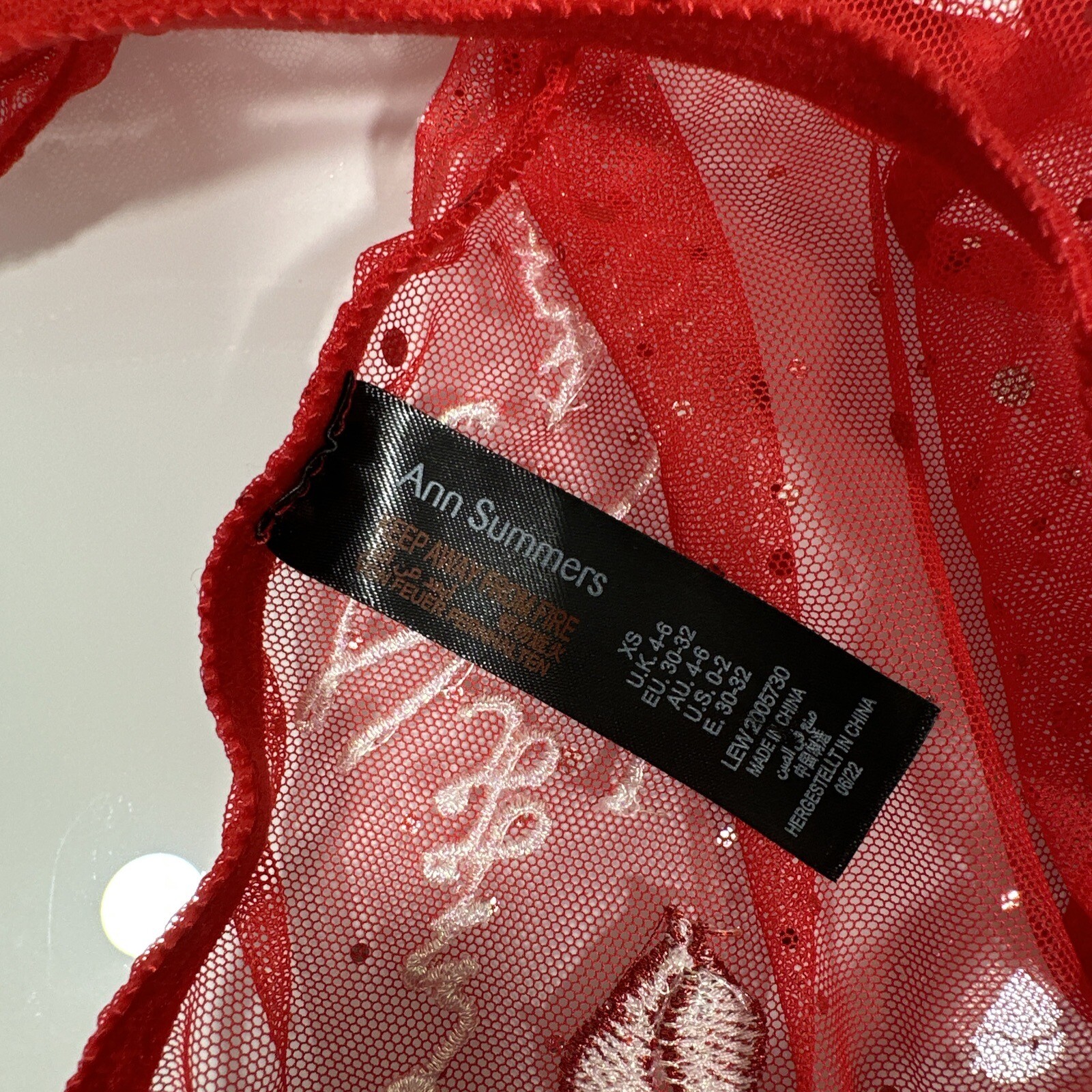 NEW ANN SUMMERS [ XS 0-2 ] Merry Kissmas Ruffle Mesh Panties In Red #T1634