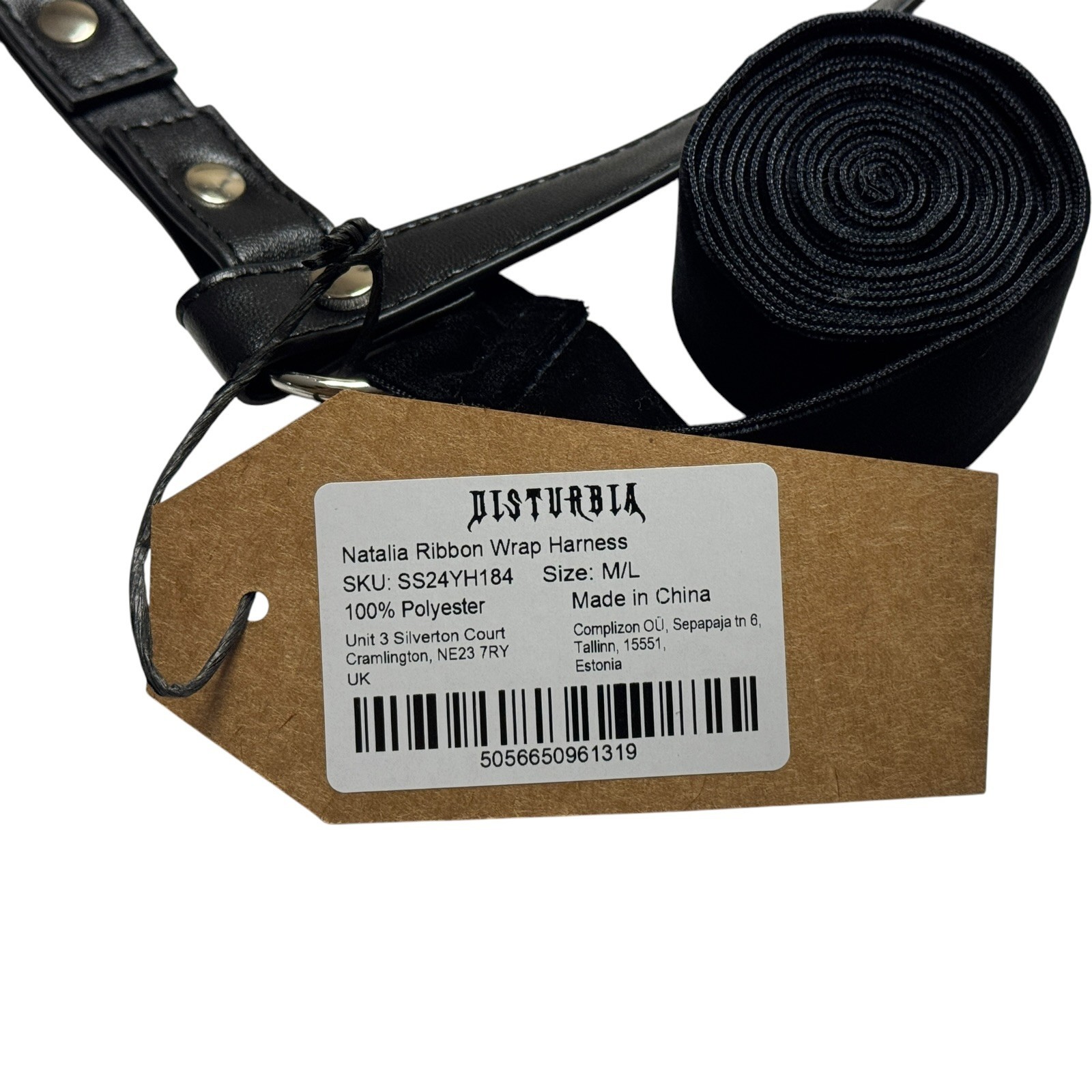 Disturbia Natalia Ribbon Wrap Harness Black Women’s M/L Gothic