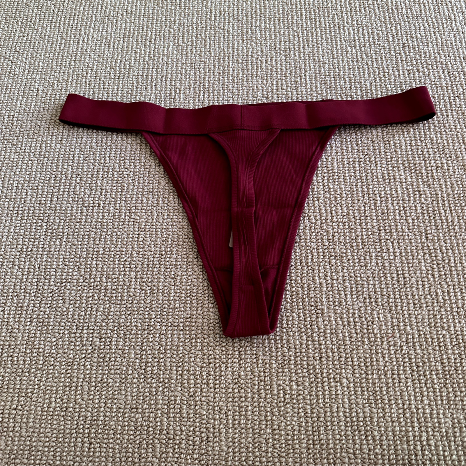 Skims Brick Cotton Rib Thong, Size 3X NWT