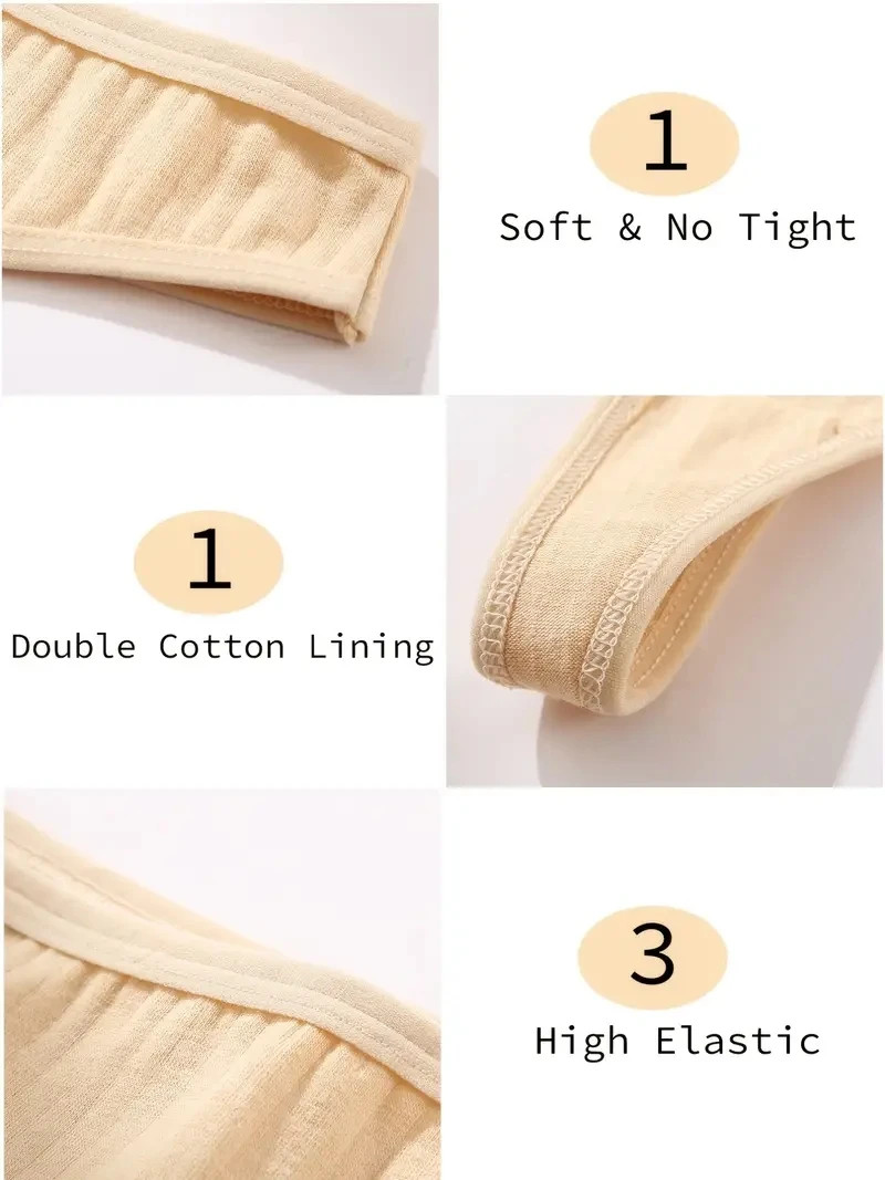 6Pcs/Set Women Cotton Thongs Panties Female Ribbed Low Rise G-String Ladies Sexy