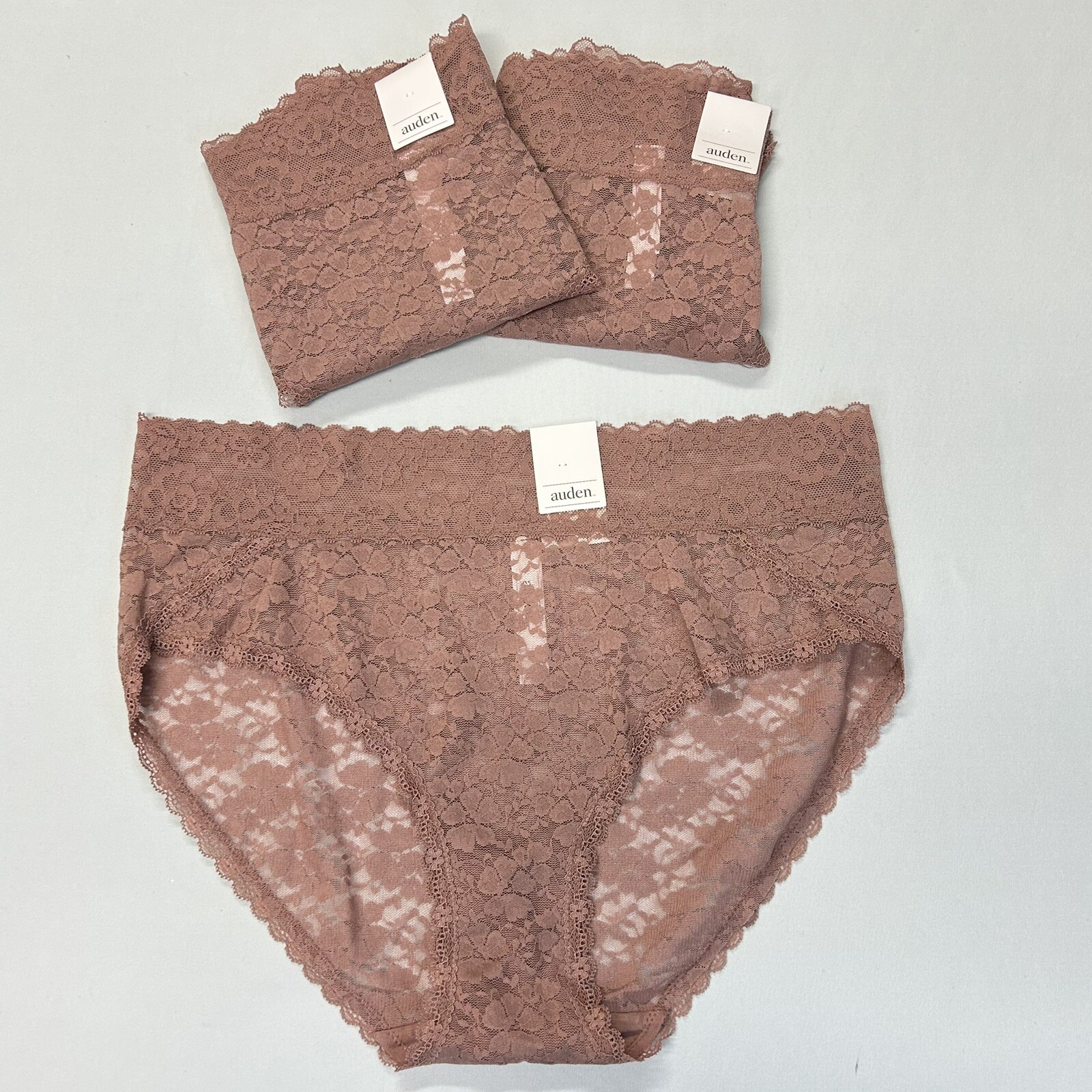 Auden Womens Lace Bikini Panties Underwear Set Size L 3 Pack Sheer Floral NWT