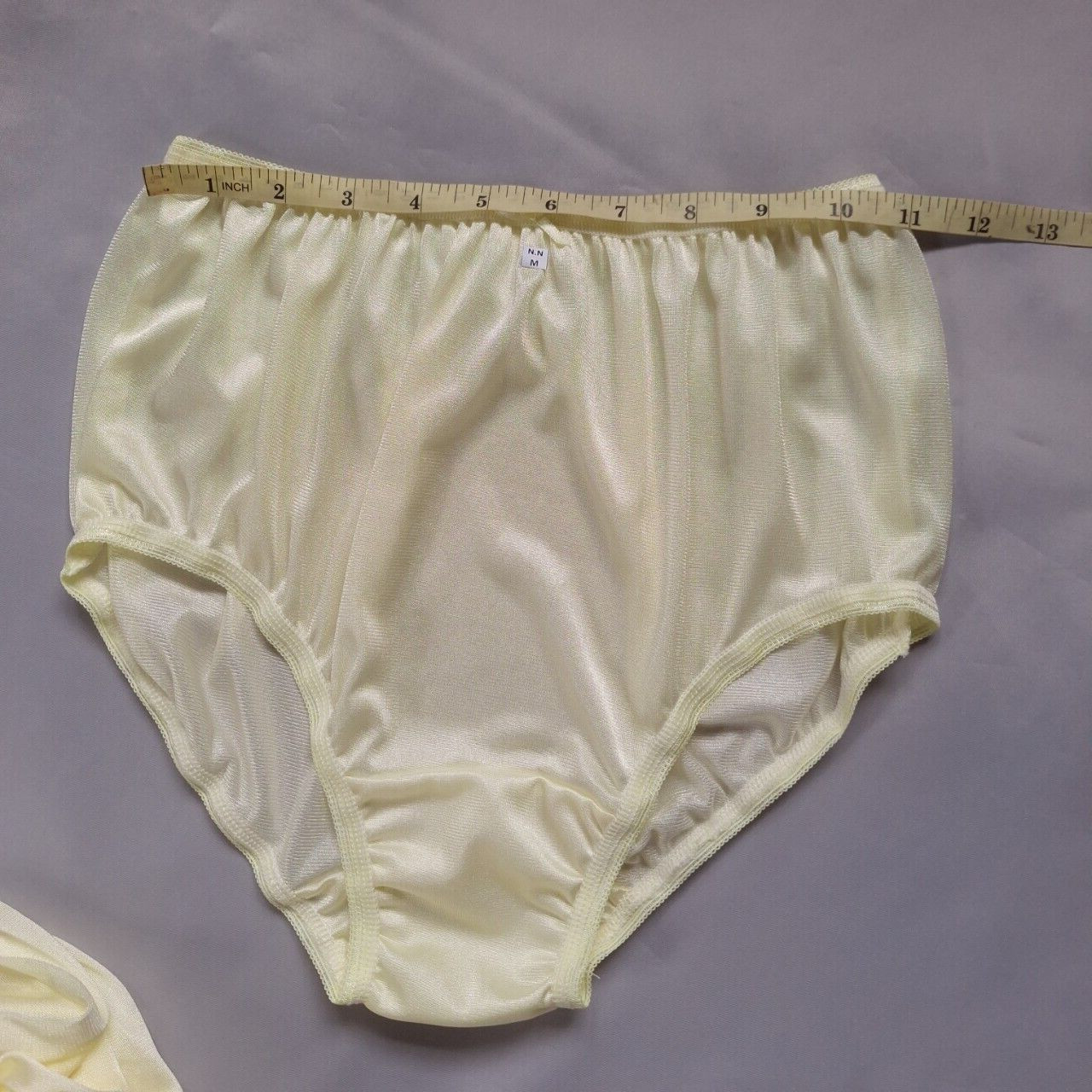 6 Yellow Underwear Nylon Silky Soft Panty Light Panties Full Waist28″-34″ Size M